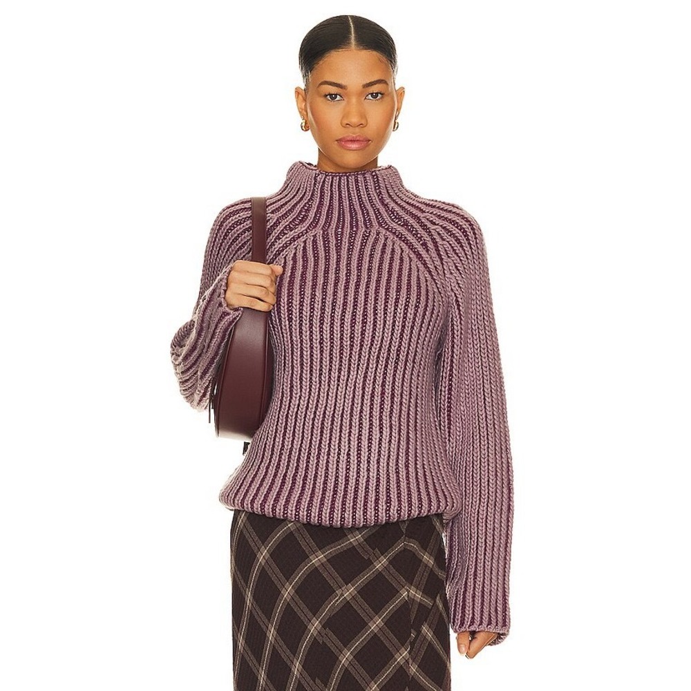 STEVE MADDEN Terra‎  Dusty Two Tone Chunky Knit Mock Neck Ribbed Sweater